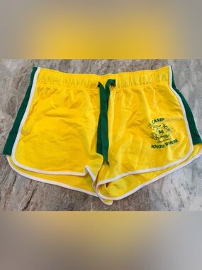 Stranger Things Camp Know Where 85 Yellow Dolphin Shorts Large Retro 80s